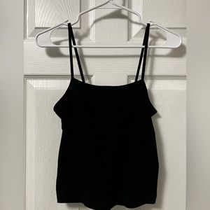 Black straight neck cami crop